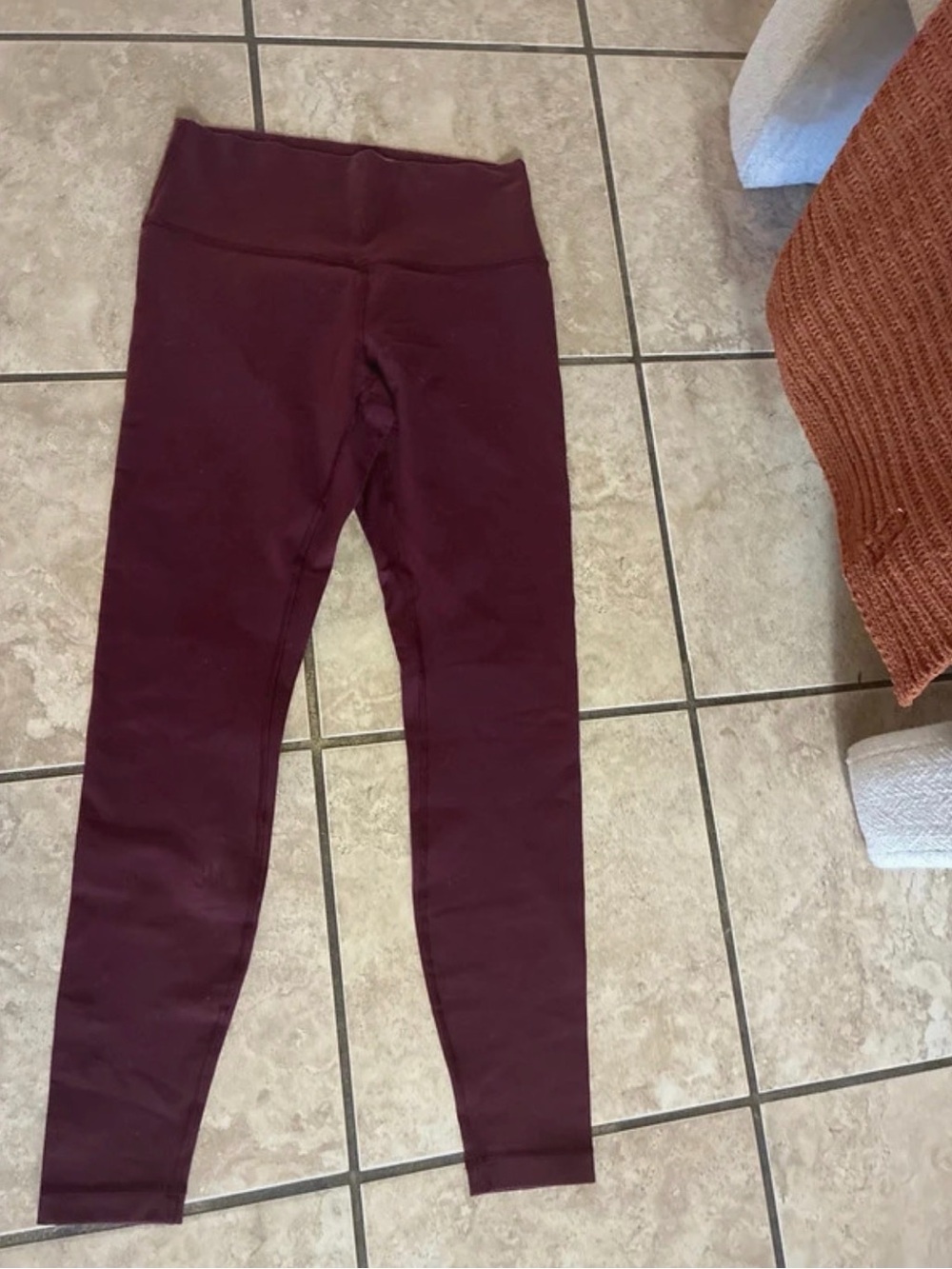 High-Waist Burgundy Leggings